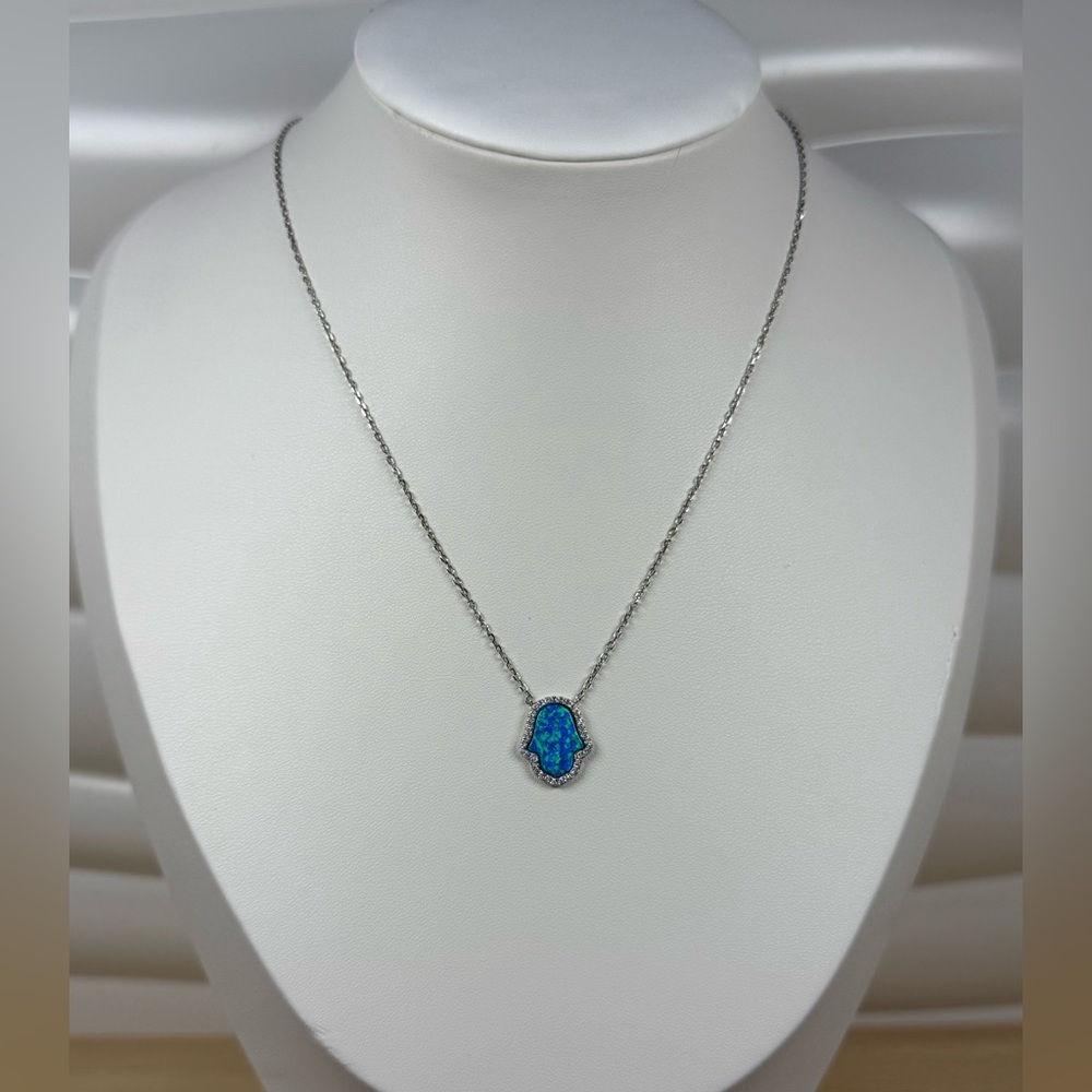 Silver Necklace with Blue Pendant